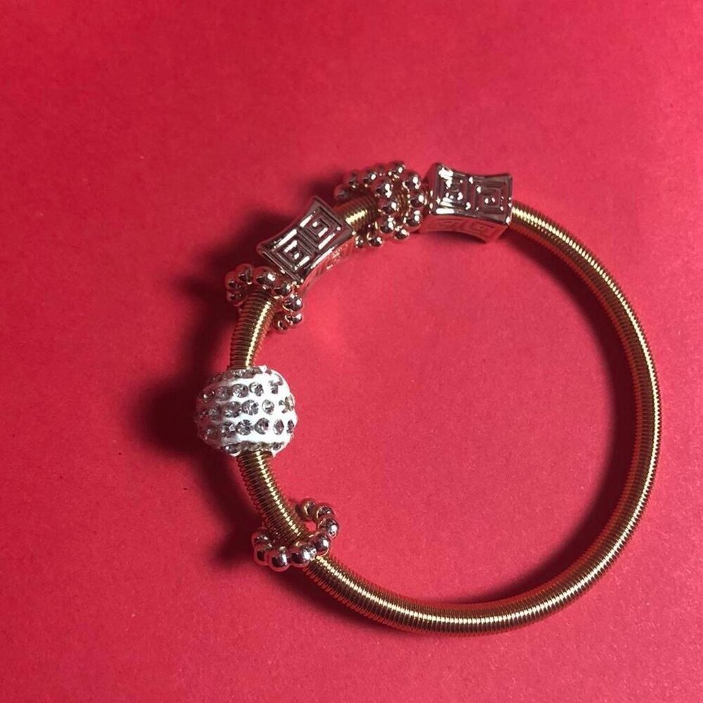 Gold silver and white charm bracelet  🤍💛​​​​​​​​​​